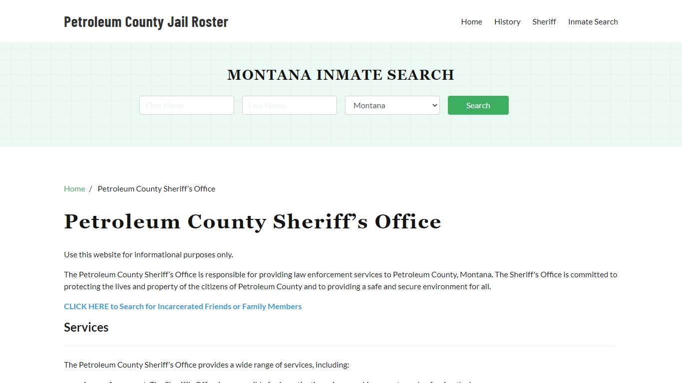 Petroleum County Sheriff Office, MT, Arrest Warrants Search