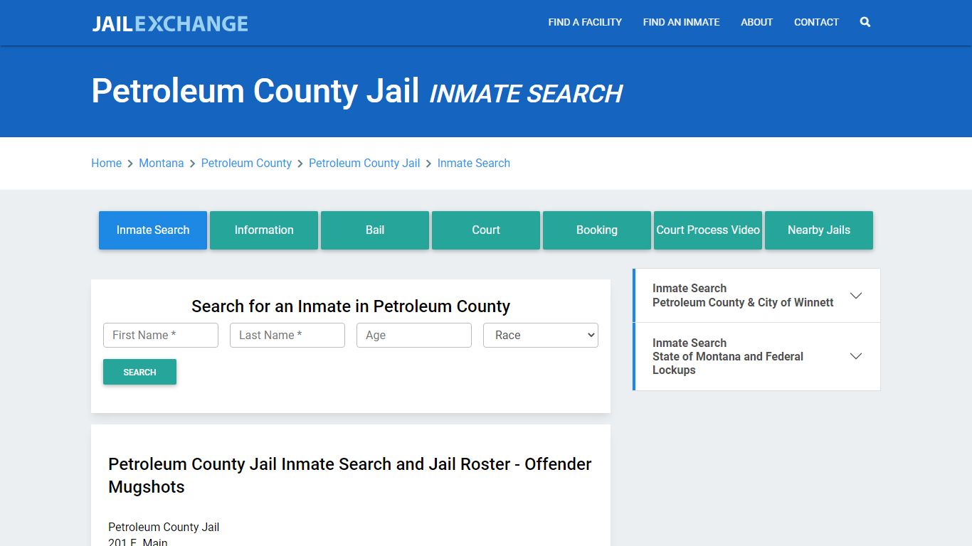 Petroleum County Jail, MT Inmate Search: Roster & Mugshots