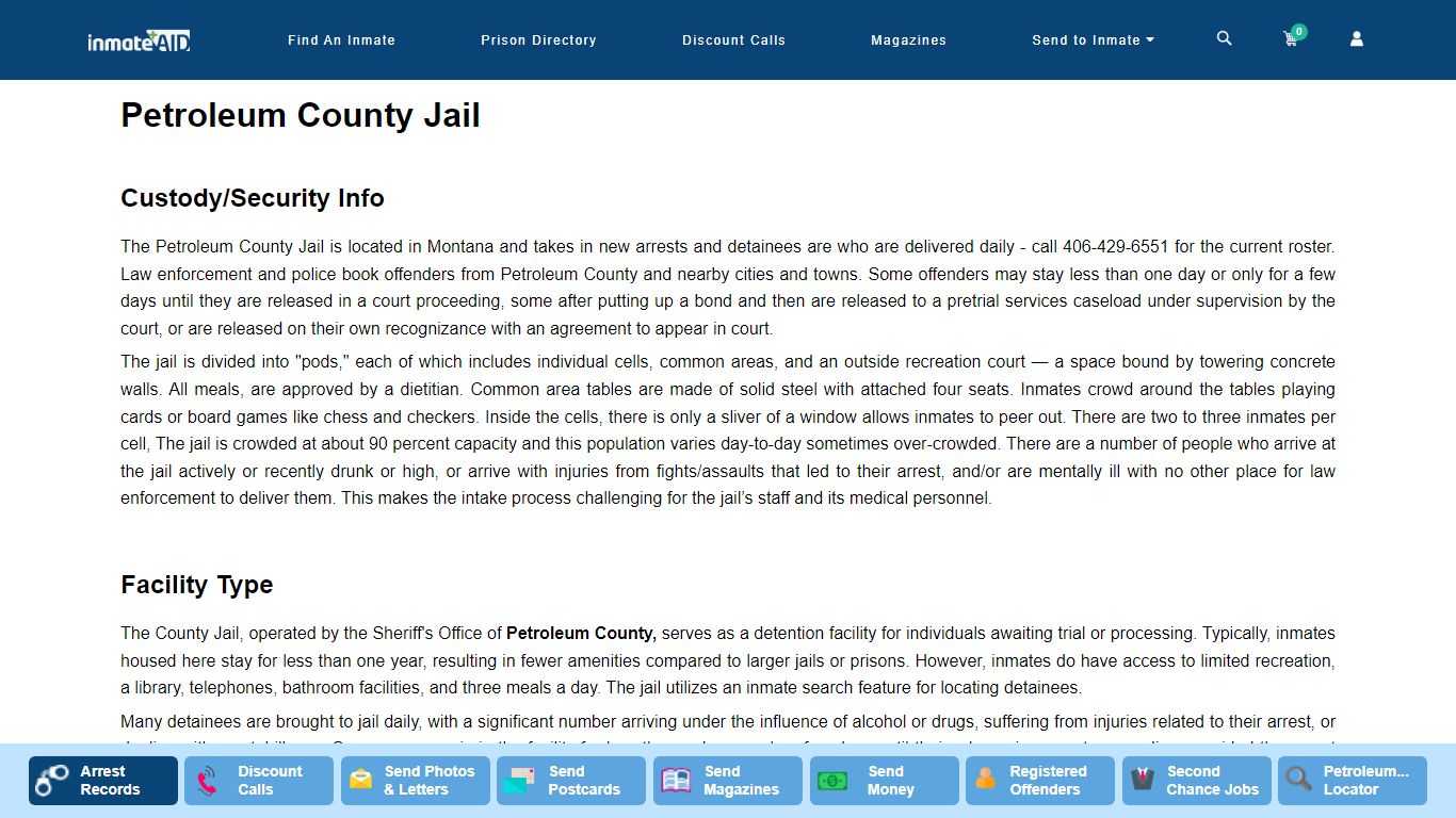 Petroleum County Jail - InmateAid